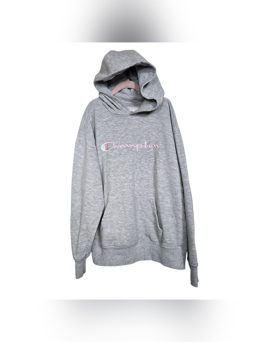 Champion Gray Pink Hoodie Sweater Girls L